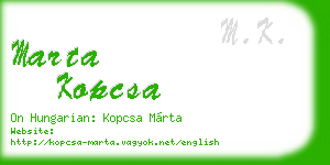 marta kopcsa business card